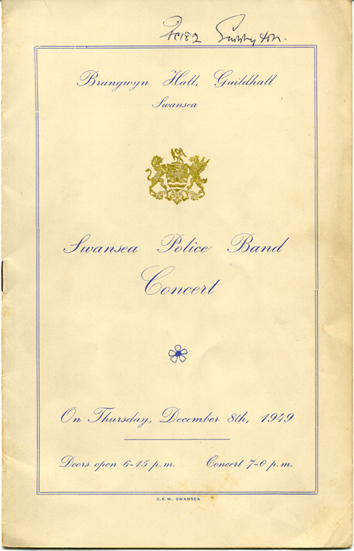 Swansea Police Band Programme 1949 